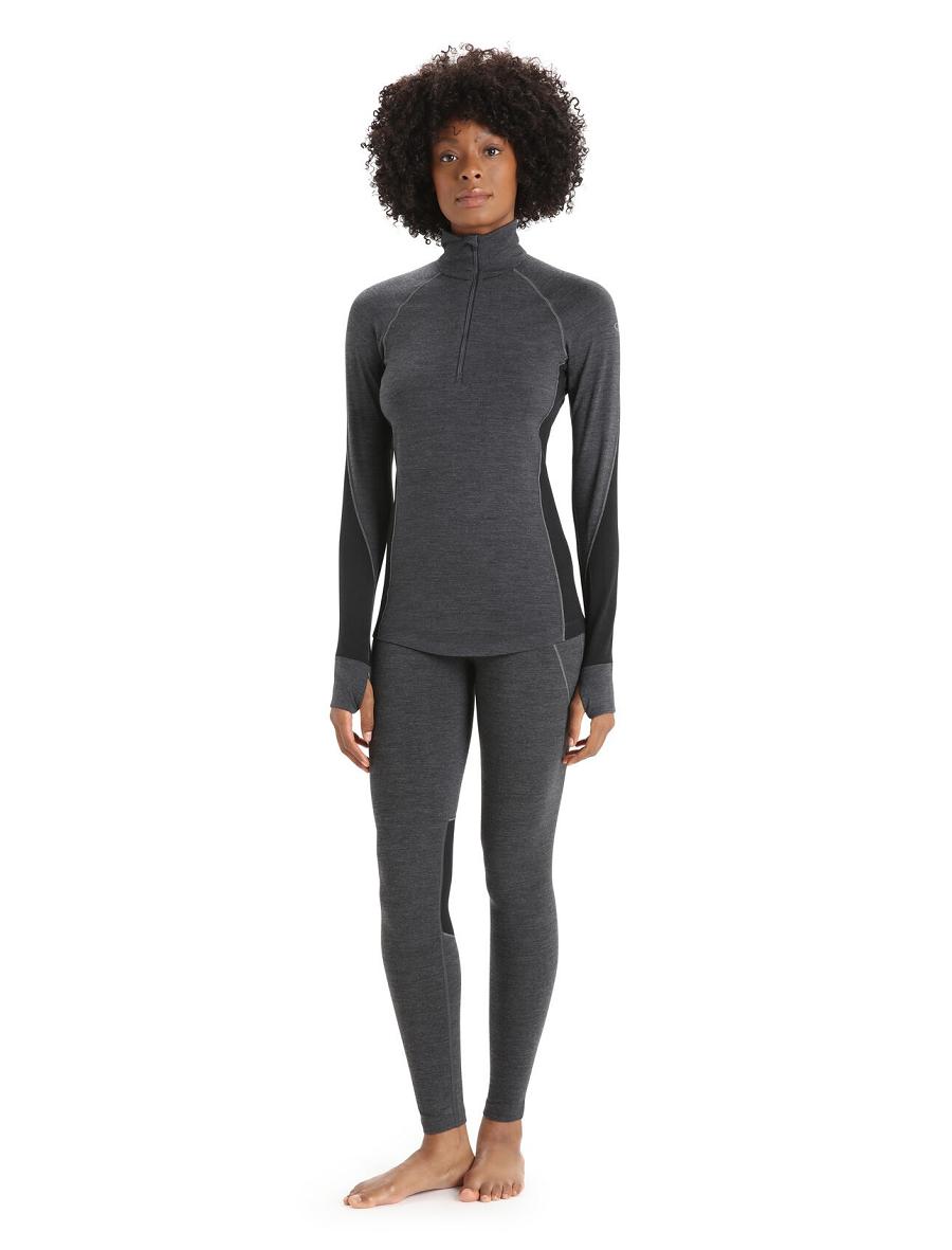 Jet Heather / Black Icebreaker BodyfitZone™ Merino 260 Zone Long Sleeve Half Zip Thermal Top Women's Base Layers | AU 1898VRWD